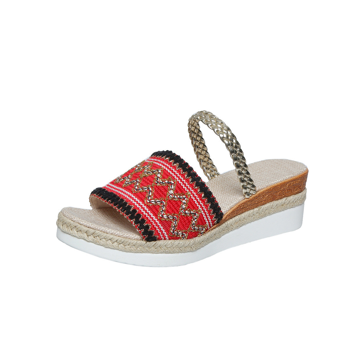 Lina Wedge Sandals | Color Block Wave Design 9