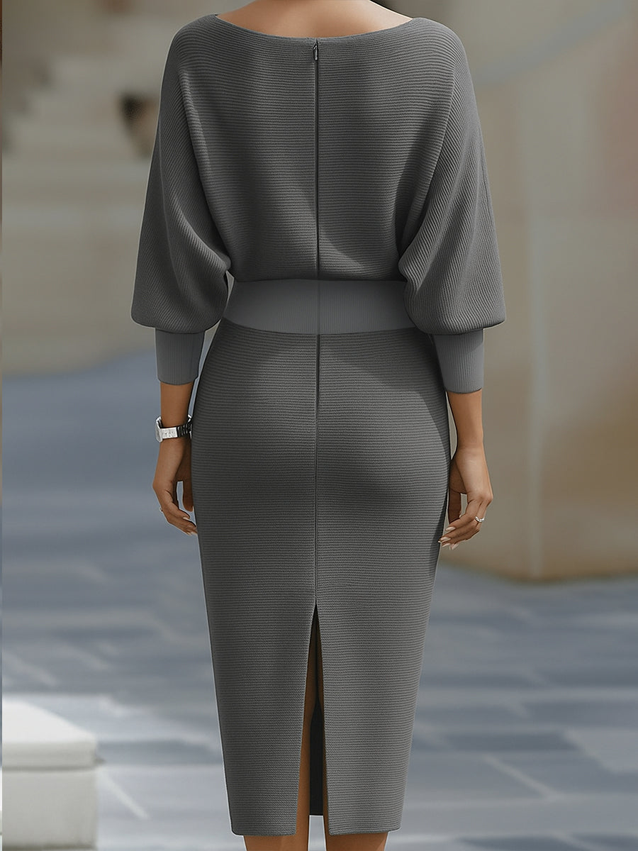 Mira Midi Dress | Cowl Neck, Batwing Sleeves, Formal Wedding Guest Dress 8