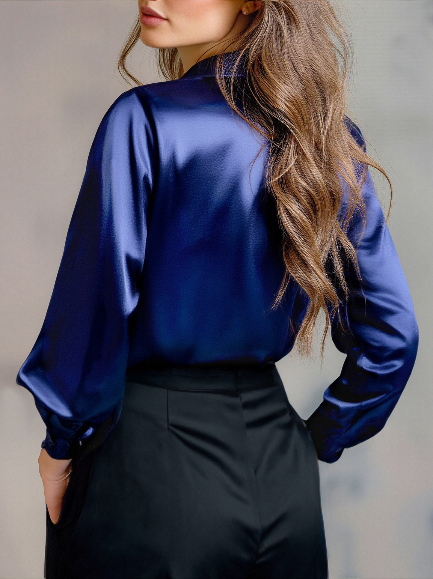 Moya Silk Blouse | Elegant White Top for Women, Long Sleeves, Plus Size Available 2