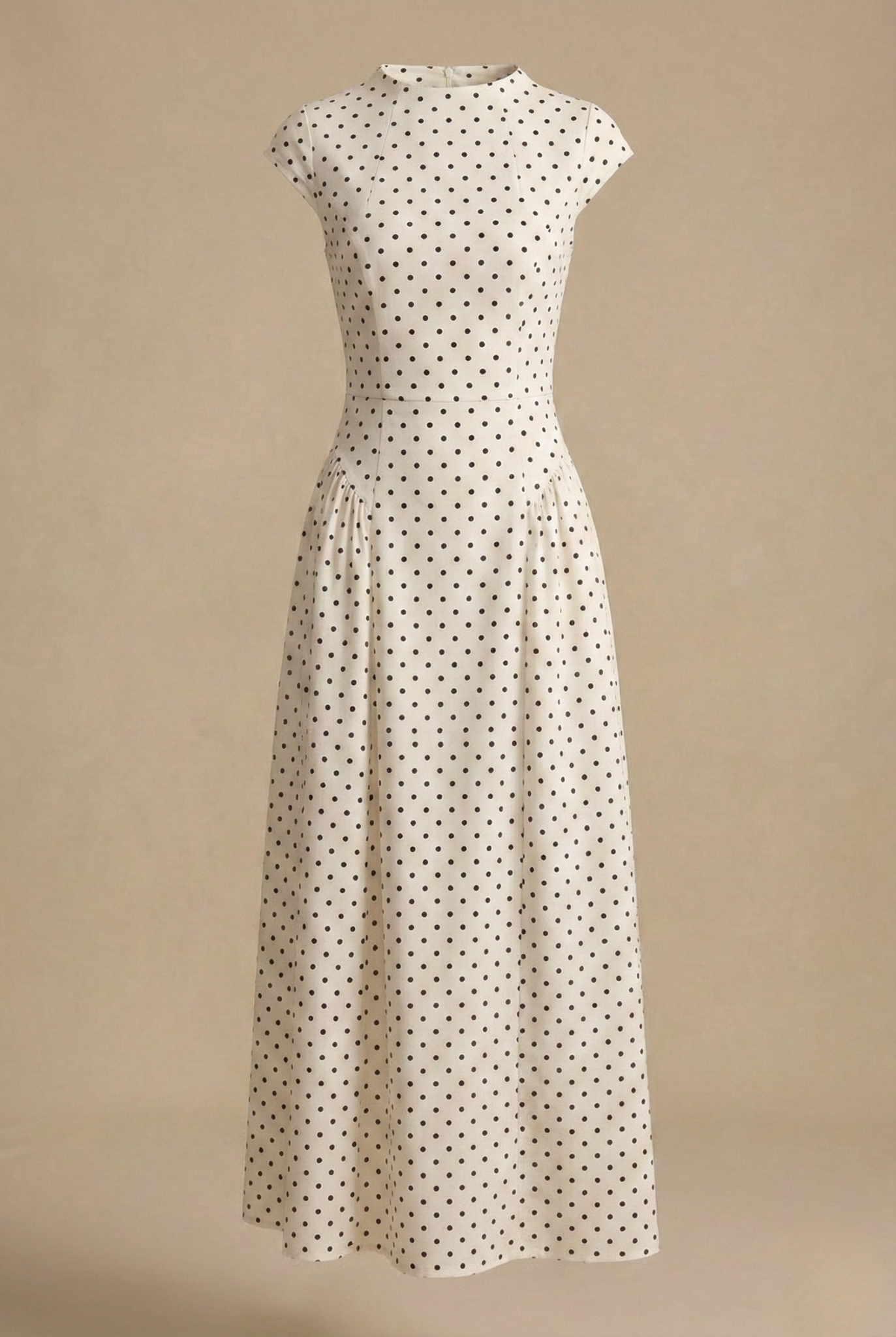 Pola Women's Dress | High Neck Maxi Dress, Cap Sleeves, Polka Dot Print 4