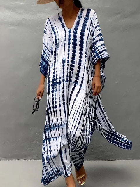 Abito kaftano lungo da donna Janne – Leggero abito boho da spiaggia e vacanze