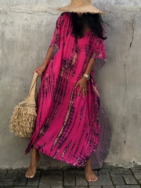 Abito kaftano lungo da donna Janne – Leggero abito boho da spiaggia e vacanze