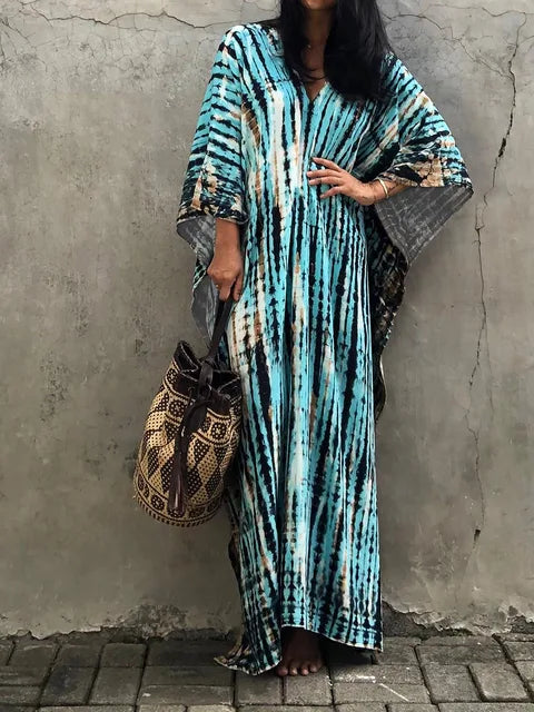 Abito kaftano lungo da donna Janne – Leggero abito boho da spiaggia e vacanze