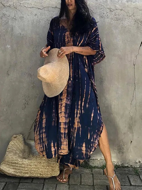 Abito kaftano lungo da donna Janne – Leggero abito boho da spiaggia e vacanze