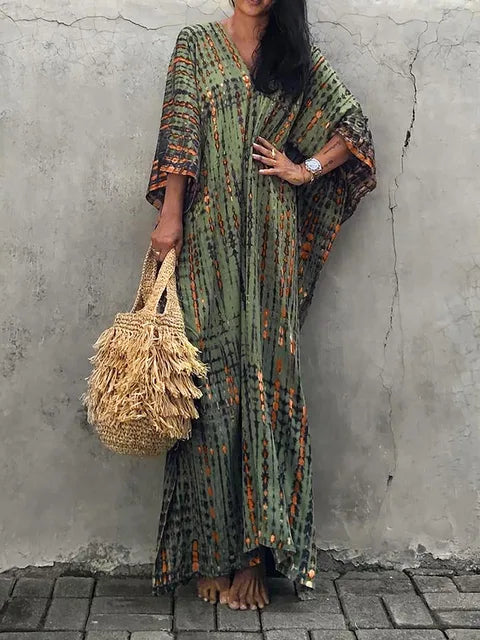 Abito kaftano lungo da donna Janne – Leggero abito boho da spiaggia e vacanze