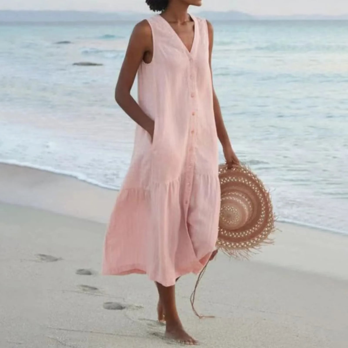 Abito maxi da donna Lena con scollo a V – abito estivo elegante e fluido per occasioni speciali