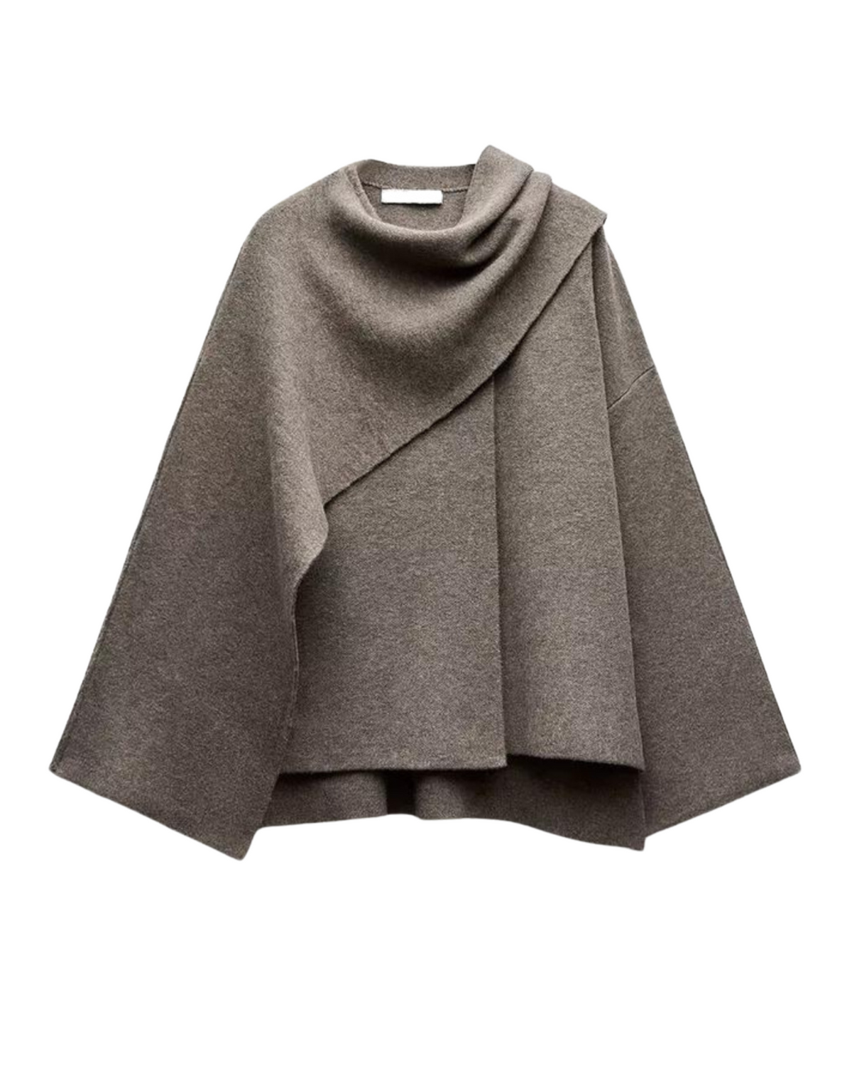 Poncho de lana para mujer Emma – Capa de invierno cálida y asimétrica, envolvente, elegante y de punto suave