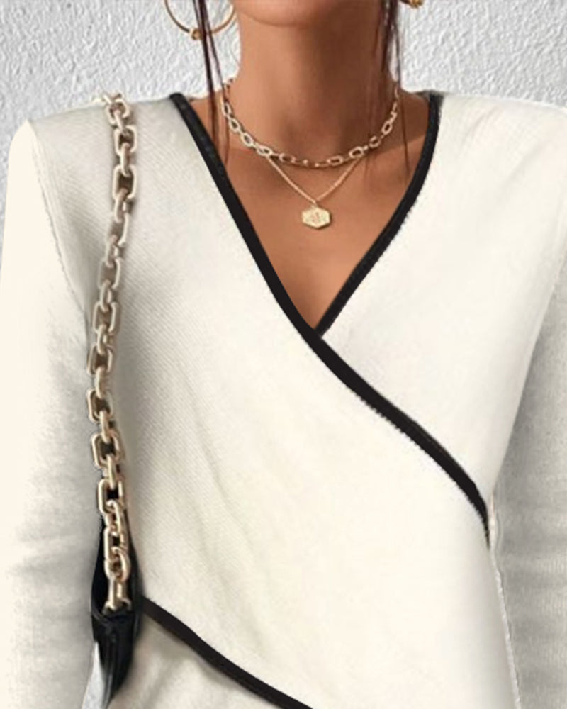 Jersey de cuello de pico para mujer Naya – Suéter de punto suave y elegante para looks informales y de oficina