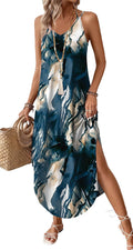 Abito maxi con scollo all’americana da donna Sophia – Abito boho con collo regolabile per vacanze e matrimoni