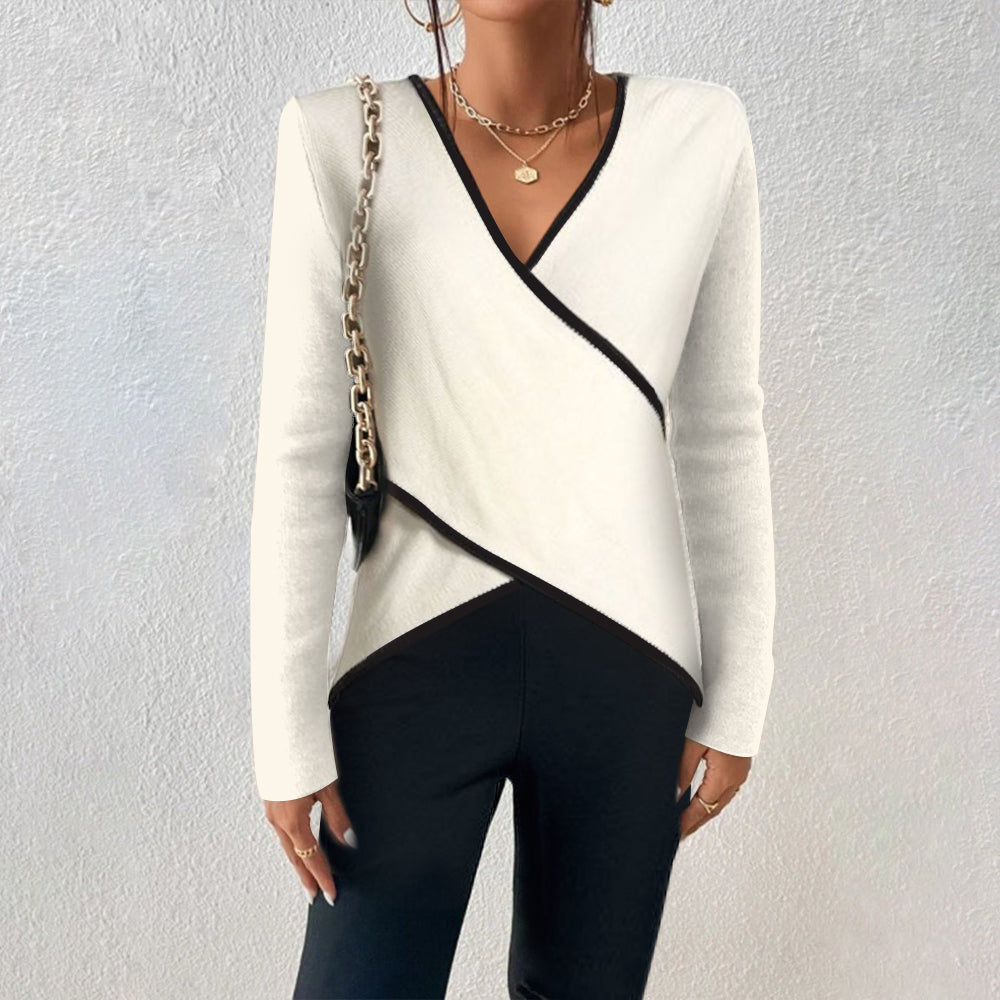 Jersey de cuello de pico para mujer Naya – Suéter de punto suave y elegante para looks informales y de oficina