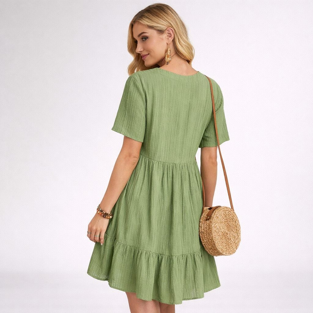 Airy White Summer Dress | Women's V-Neck A-Line Maxi Dress 1