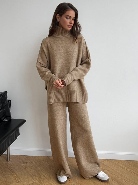 Alyra Women's Loungewear Set | Soft Knit Turtleneck & Loose Trousers 0