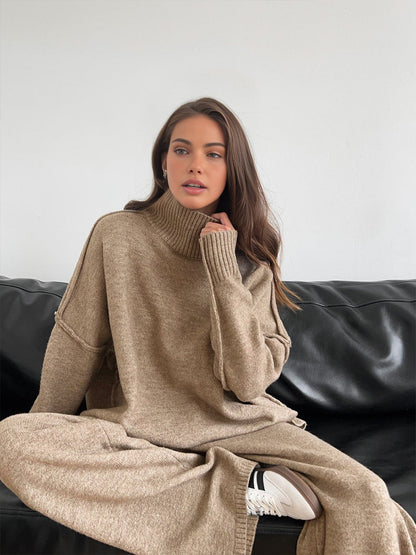 Alyra Women's Loungewear Set | Soft Knit Turtleneck & Loose Trousers 1