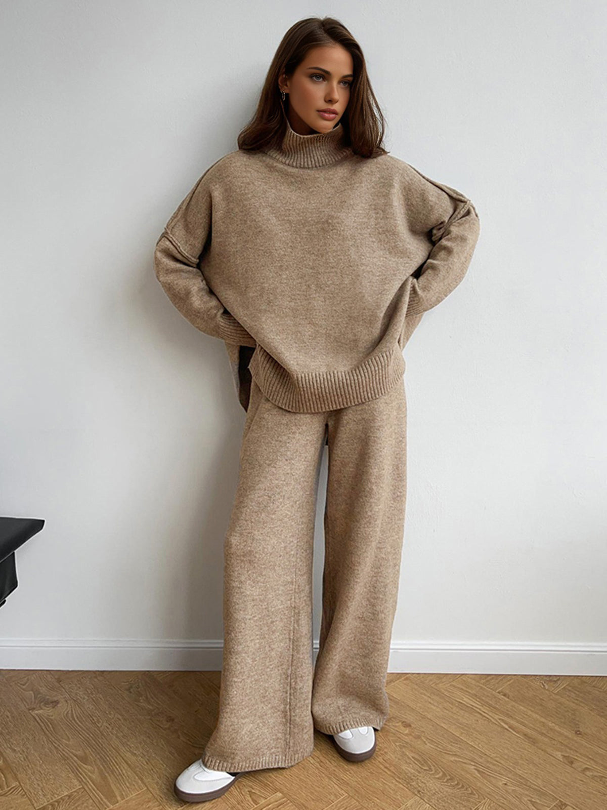 Alyra Women's Loungewear Set | Soft Knit Turtleneck & Loose Trousers 2