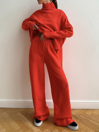 Alyra Women's Loungewear Set | Soft Knit Turtleneck & Loose Trousers 8