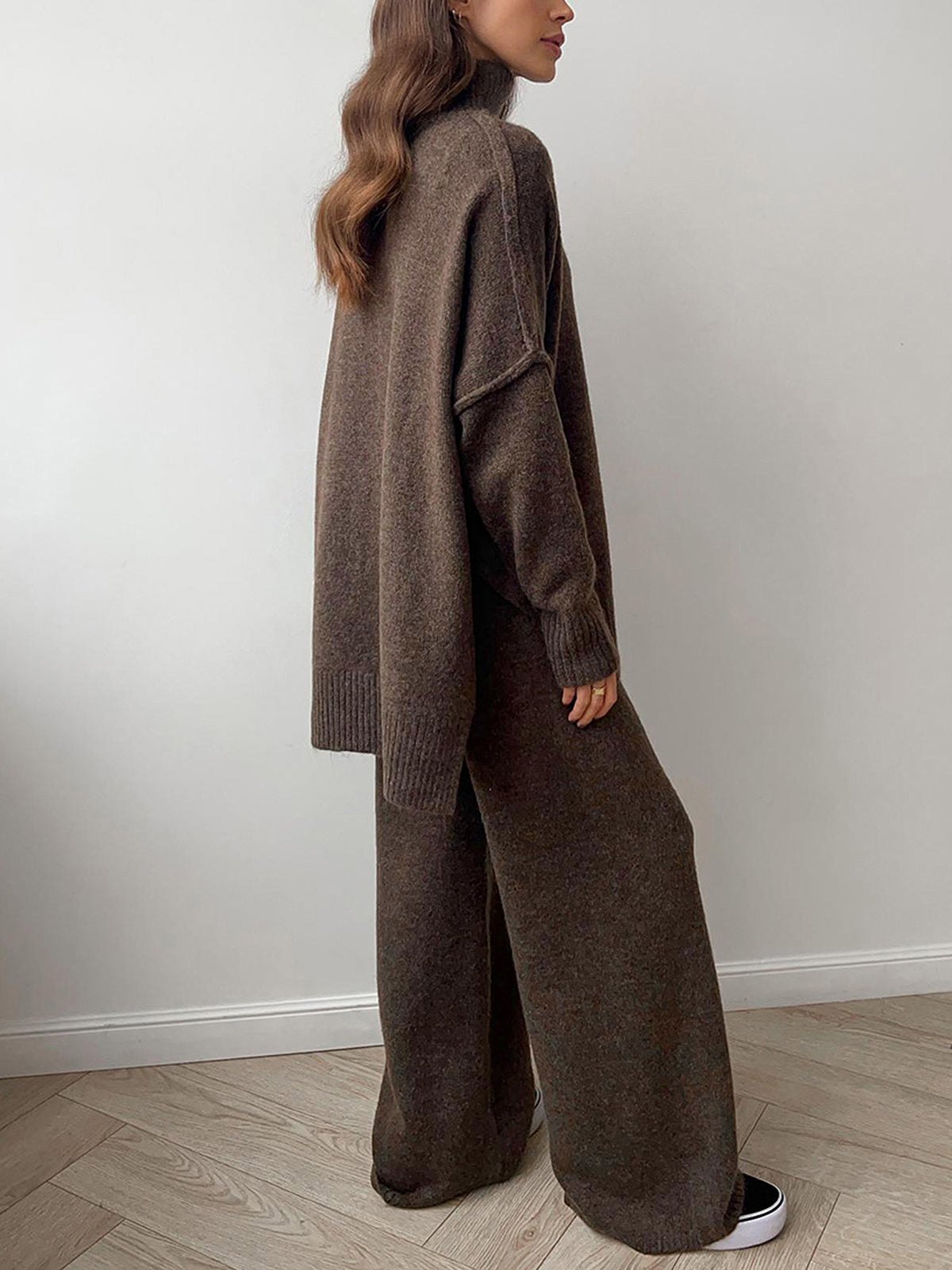 Alyra Women's Loungewear Set | Soft Knit Turtleneck & Loose Trousers 9