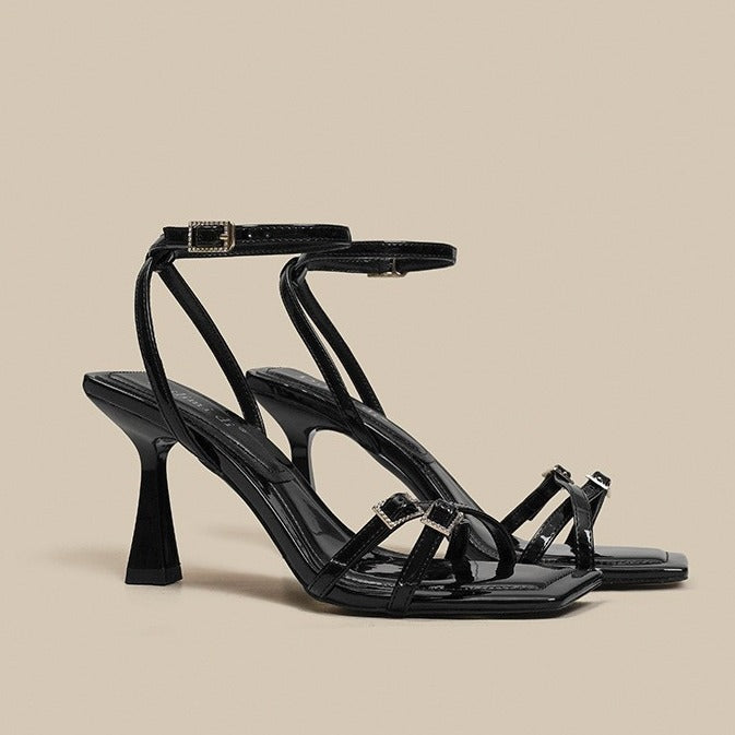 Anai High Heels | Comfortable Black Platform Heels for Women, Chunky Heel with Ankle Strap 1