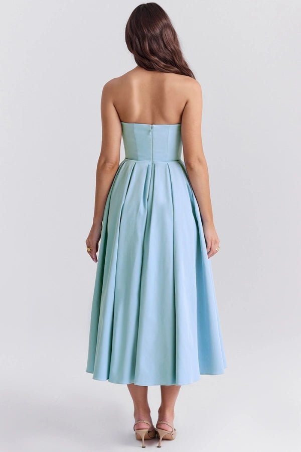 Aneri Midi Dress | Soft Rayon Twill, Strapless Wedding Guest Dress 2