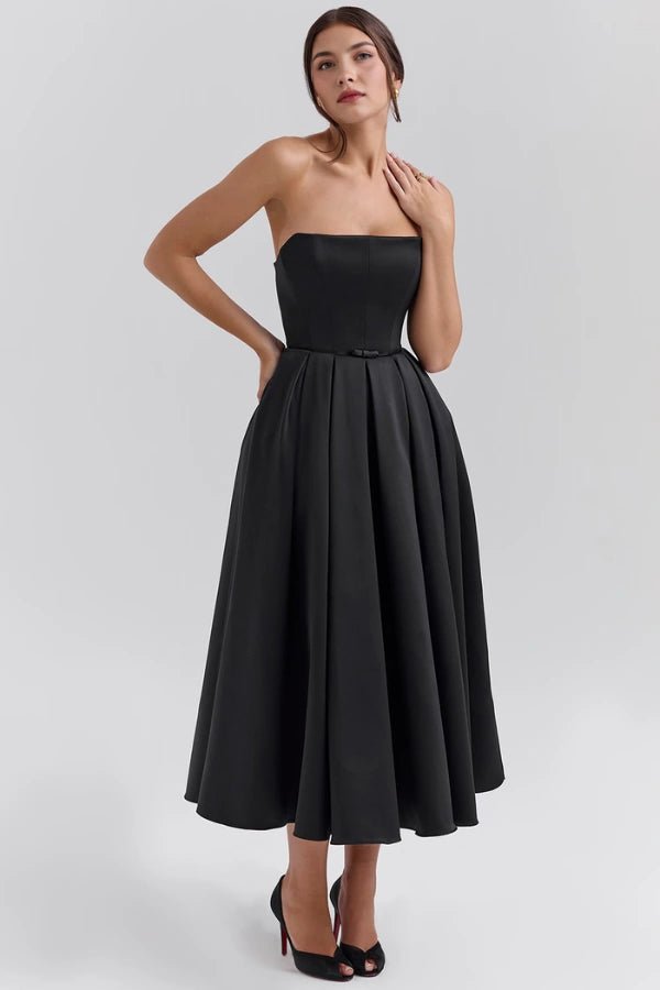 Aneri Midi Dress | Soft Rayon Twill, Strapless Wedding Guest Dress 9
