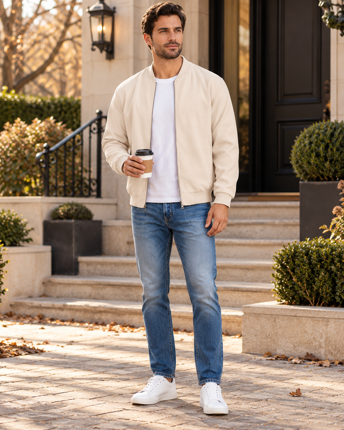 Evander Men's Bomber Jacket – Lightweight Full-Zip Casual Flight Jacket