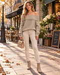 Hadley Women's Knit Off-Shoulder Sweater – Long-Sleeve Oversized Pullover Top