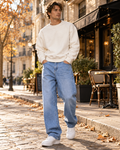 Nikolai volné džínové džíny pro muže ve streetwearovém střihu, s širokými nohavicemi – strečový směsový denim 340 GSM