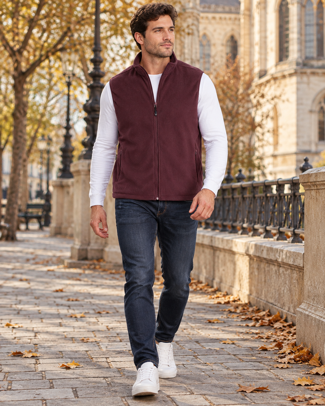 Gilet Rafael da uomo leggero e senza maniche, in pile con chiusura a zip e quattro tasche multiuso