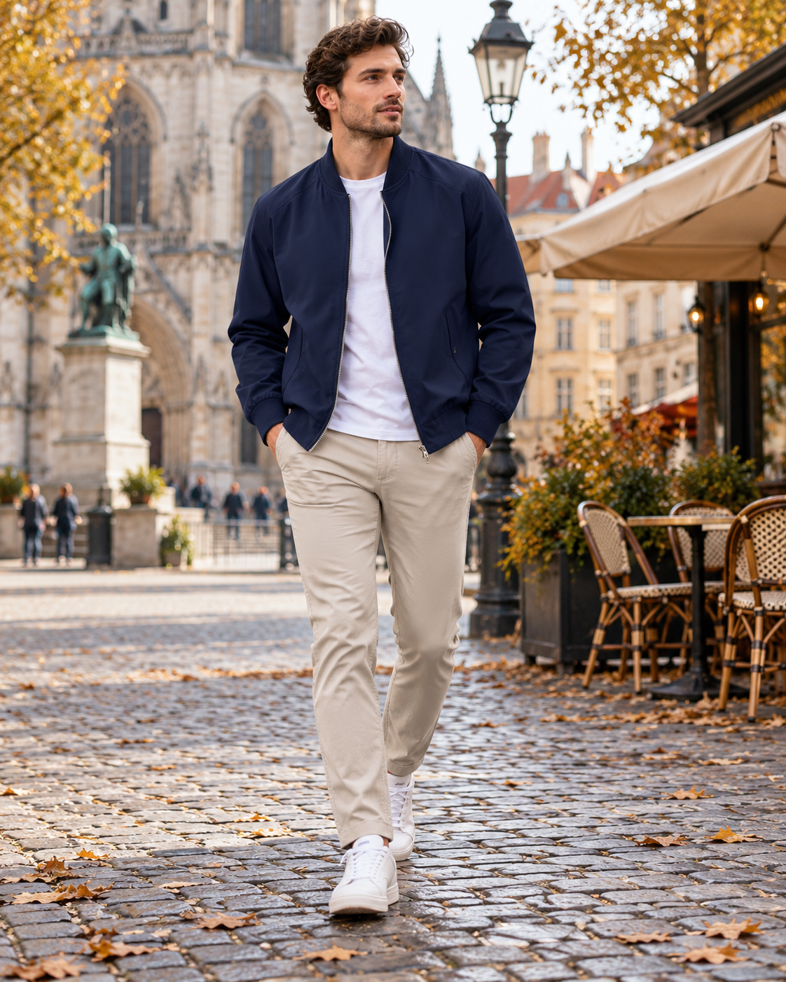 Cassian Full-Zip Windbreaker Lightweight Bomber Jacket for Men – Classic Ribbed Finish with Pockets