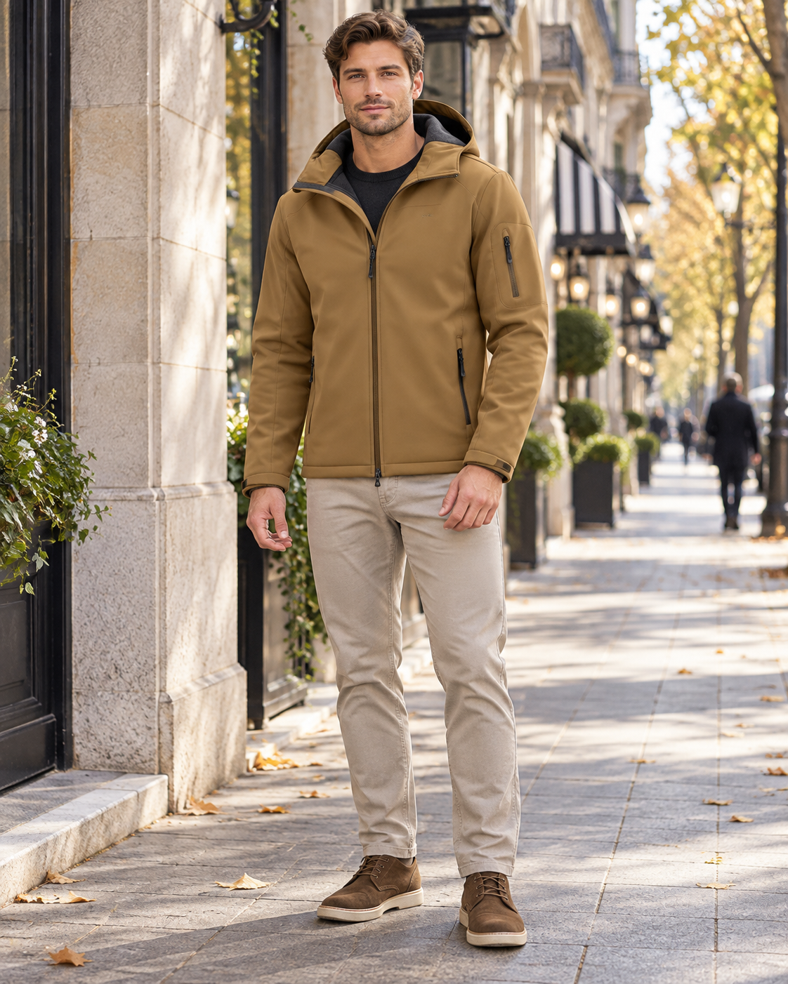 Rafael Men Hooded Softshell Jacket with Waterproof Fleece-Lined Design - Everyday Edit