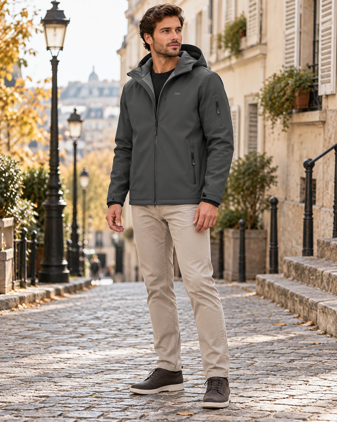 Rafael Men Hooded Softshell Jacket with Waterproof Fleece-Lined Design - Everyday Edit