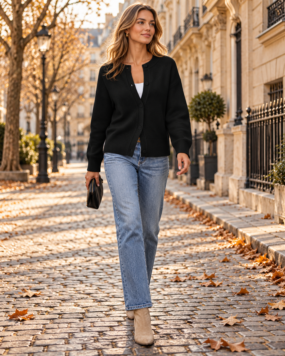 Camille Oversized Button-Up Knit Cardigan – Long Sleeve Drop-Shoulder Sweater