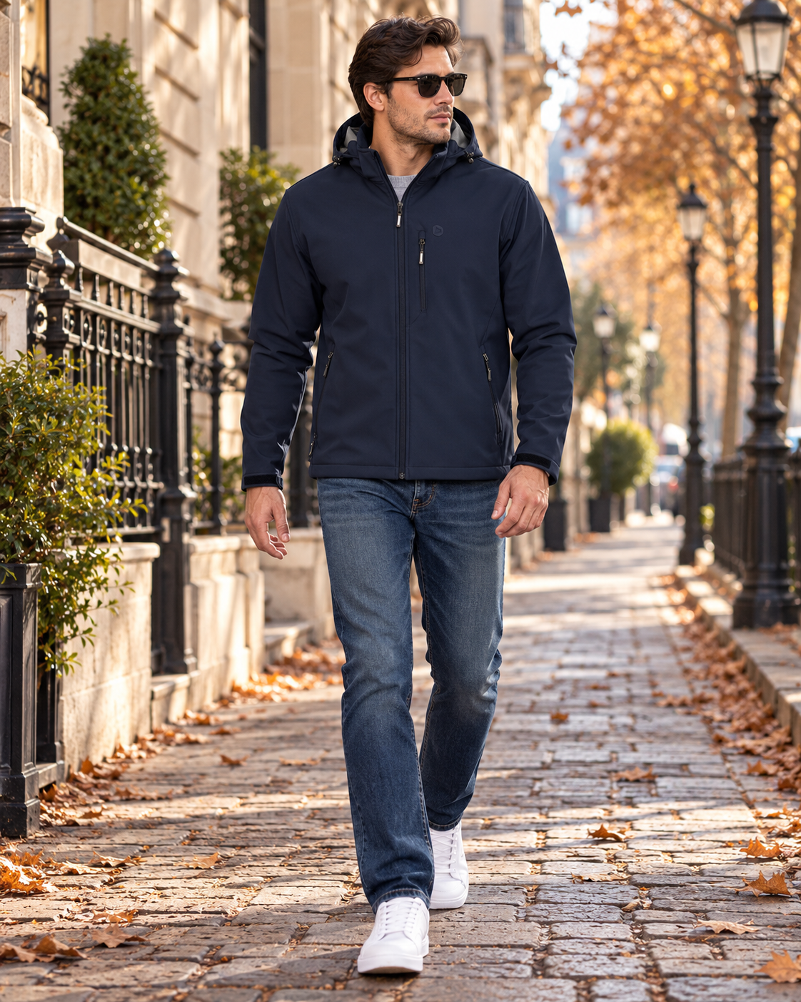 Uriel Men’s Water-Resistant Fleece-Lined Hooded Softshell Jacket with Five Pockets