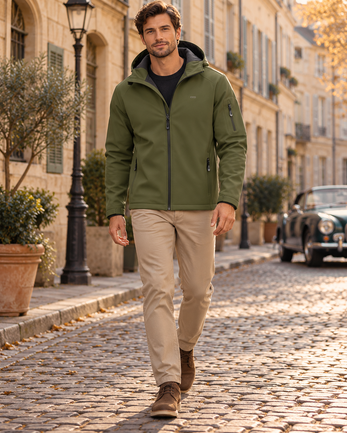 Rafael Men Hooded Softshell Jacket with Waterproof Fleece-Lined Design - Everyday Edit
