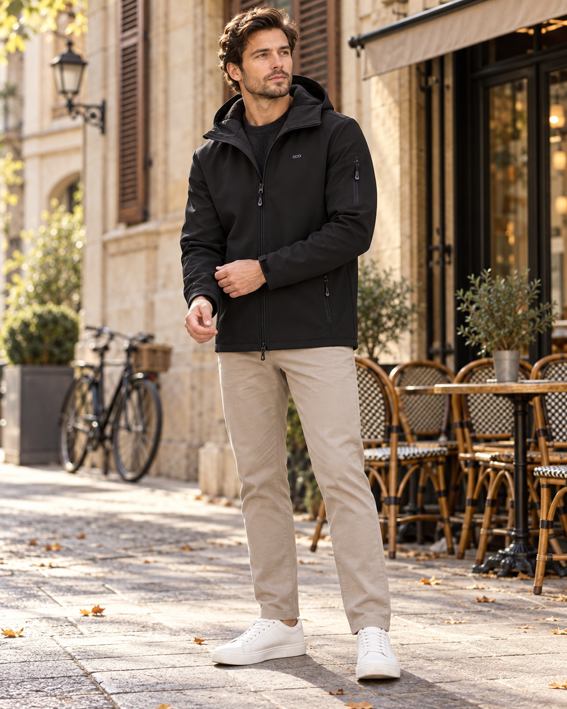 Rafael Men Hooded Softshell Jacket with Waterproof Fleece-Lined Design - Everyday Edit