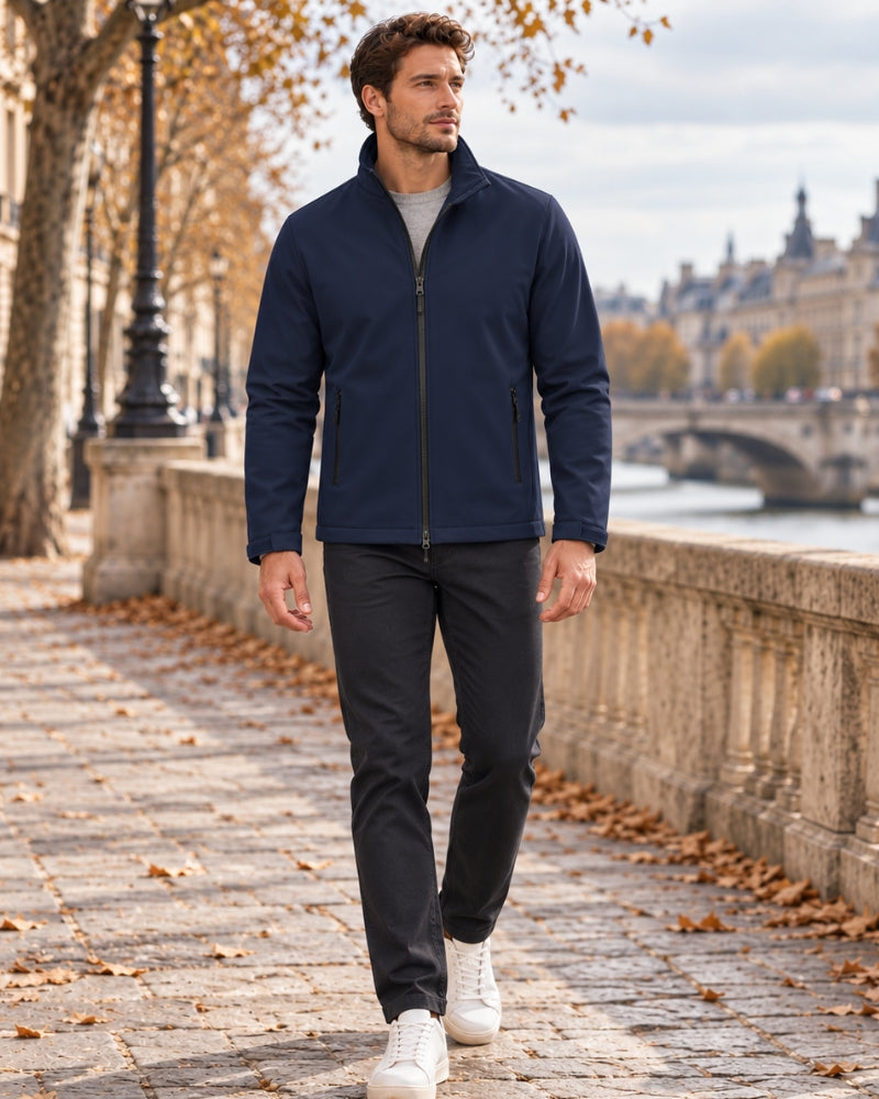 Quirino Men's Waterproof Softshell Jacket with Zip Pockets, Waterproof Softshell