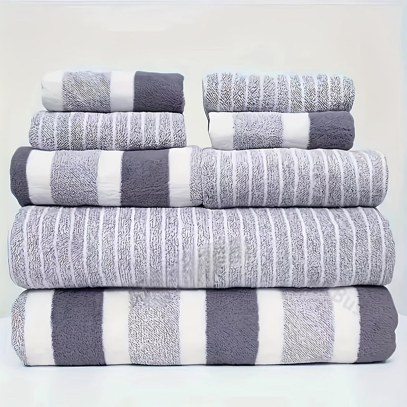 AquaPlush Luxury Bath Towel Set | 8-Piece Coral Fleece