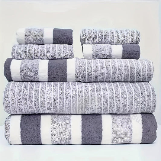 AquaPlush Luxury Bath Towel Set | 8-Piece Coral Fleece
