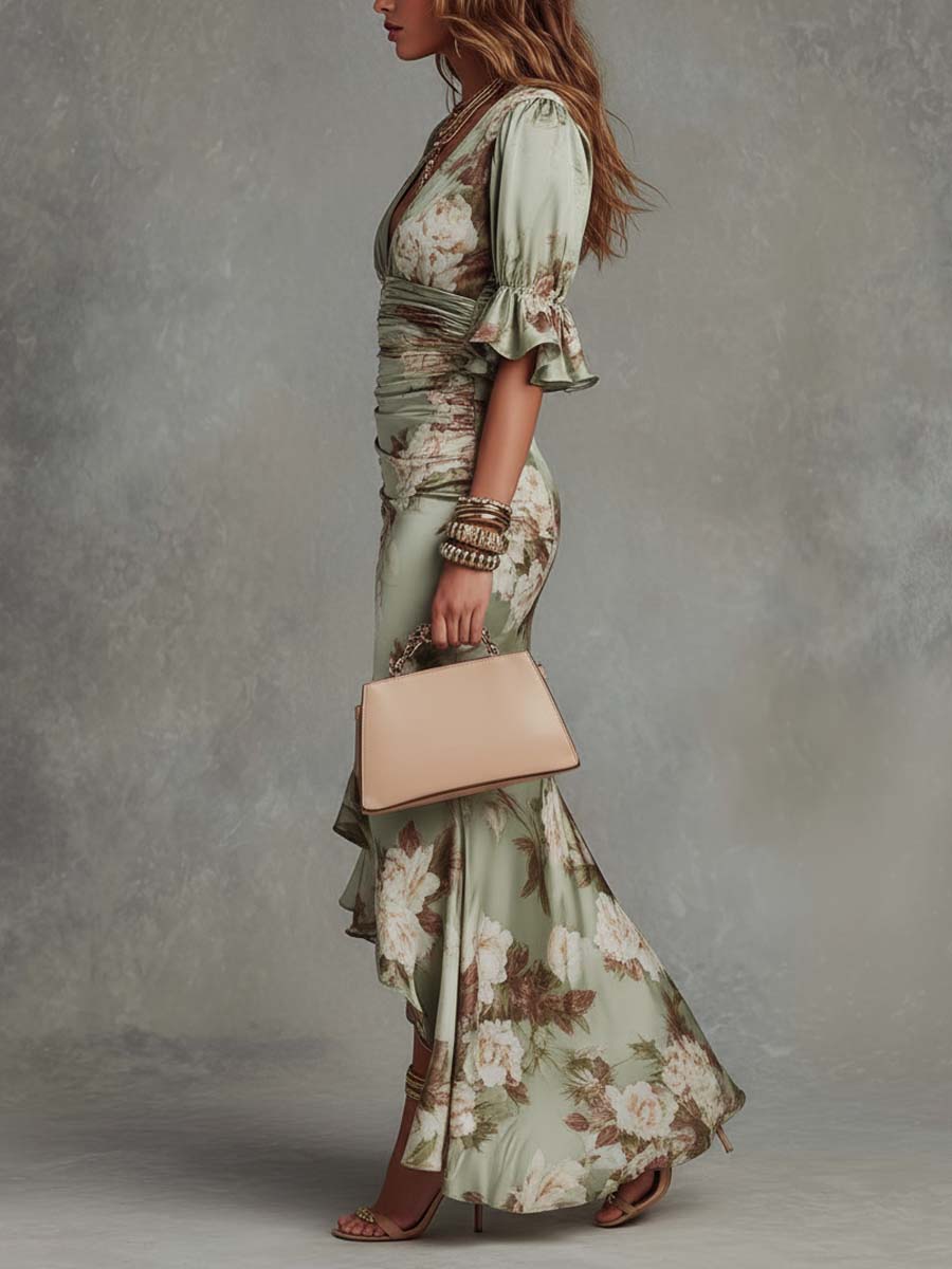 Ariana Womens Dress | Floral Satin Cocktail Dress for Weddings and Summer Events 3