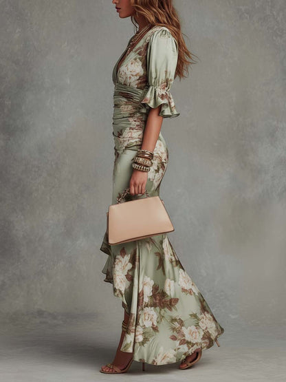Ariana Womens Dress | Floral Satin Cocktail Dress for Weddings and Summer Events 3