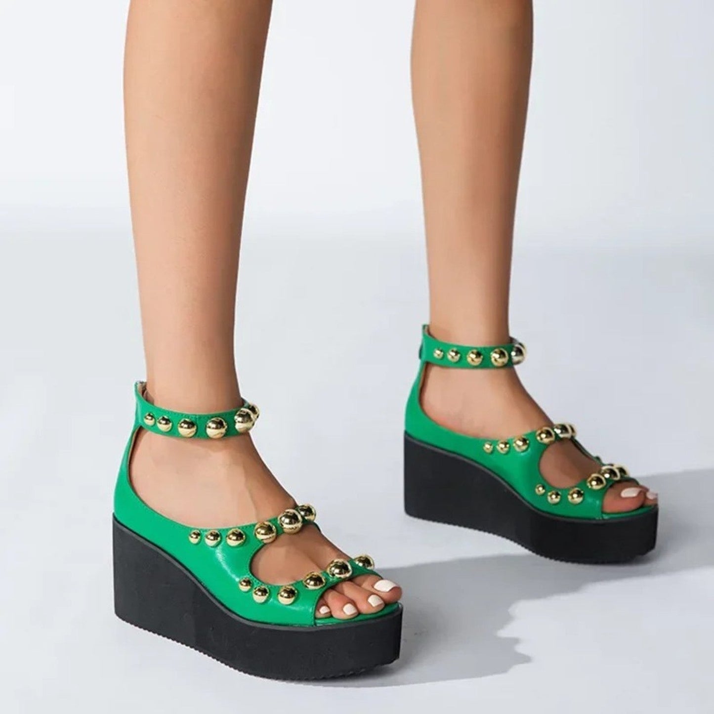 Aurelya Sandals | Pleated Gold Finish, Thick Sole 3