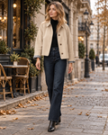 Arielle Women's Cropped Trench Jacket featuring Checked Lining and Single-Button Styling