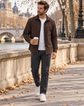 Orlando Men's Soft Lightweight Overshirt with Spread Collar, Button Cuffs and Chest Pocket