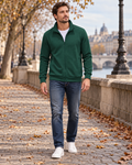 Bryan Men's Textured Zip-Up Sweater with Foldable Stand Collar and Ribbed Cuffs and Hem