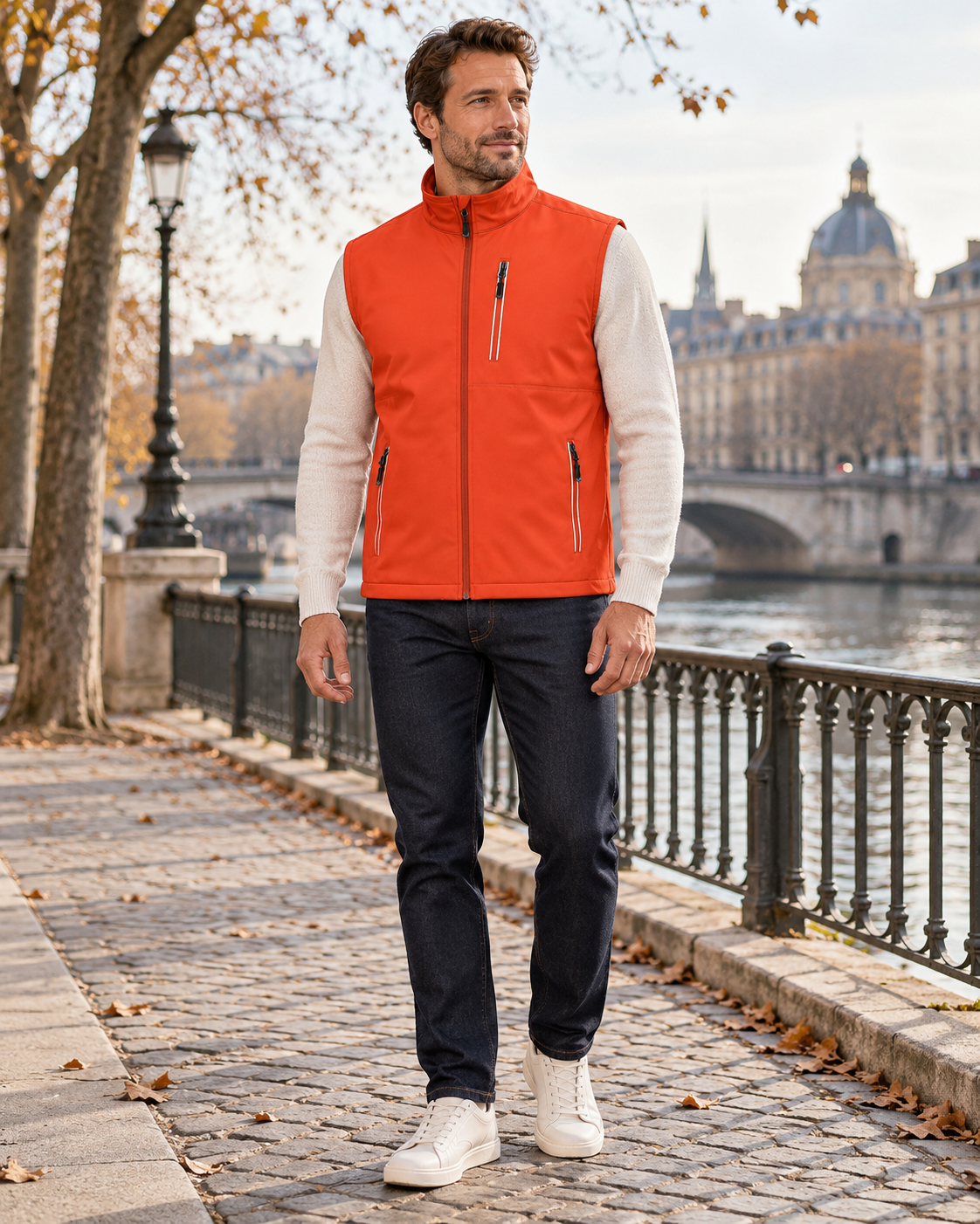 Tristan Men's Lightweight Softshell Vest with Windproof Fabric and Six Storage Pockets