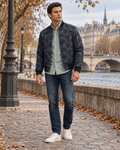 Wesley Men's Camouflage Bomber Jacket in Breathable Polyester with Ribbed Knit Trims