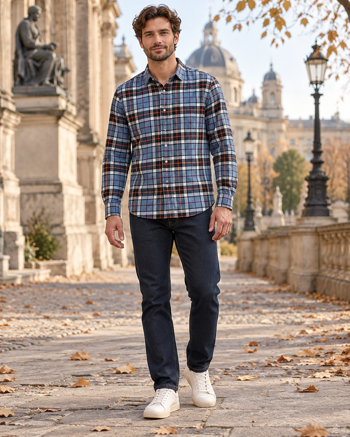 Rafael Men's Buffalo Check Flannel Shirt in Pure Cotton with Adjustable Cuffs and Pocket
