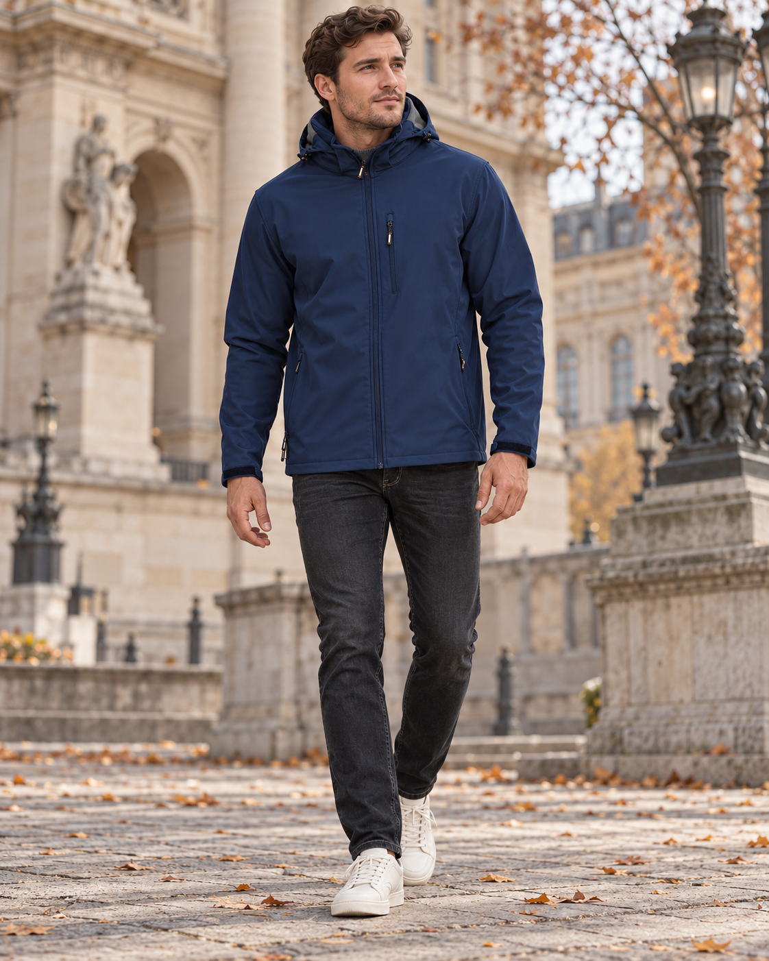 Cedrick Men's Fleece-Lined Softshell Jacket featuring Adjustable Hood and Zipped Pockets