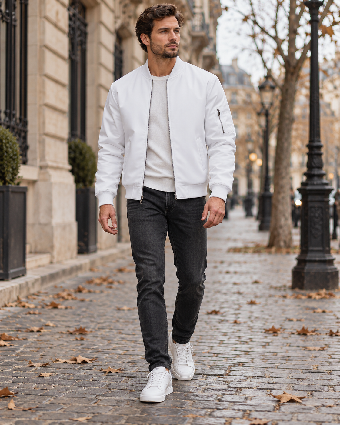 Darius Men's Zip-Front Bomber Jacket with Lightweight Fabric and Multiple Storage Pockets