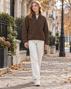 Trisha Women's Sherpa Fleece Pullover with Stand Collar, Soft Sherpa Fleece, Side Pockets