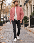 Darius Men's Light Bomber Jacket featuring Ribbed Collar, Zip Closure and Handy Pockets